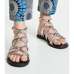 New!! Rebecca Minkoff Sarle Strappy Sandal Silver